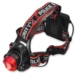 POLICE SECURITY 98070 Headlamp, AA Battery, LED Lamp, 970 Lumens, 590 Ft Beam Distance, 4 Hr Run Time, Black