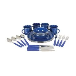 Stansport 11220 Camping Tableware Set, Steel, Blue, Enamel