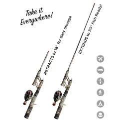 Steinhauser Micro PCMSRT18 Spincast Pocket Combo, 30 In L Rod, 4.1:1 Gear Ratio, EVA/Fiberglass, Realtree