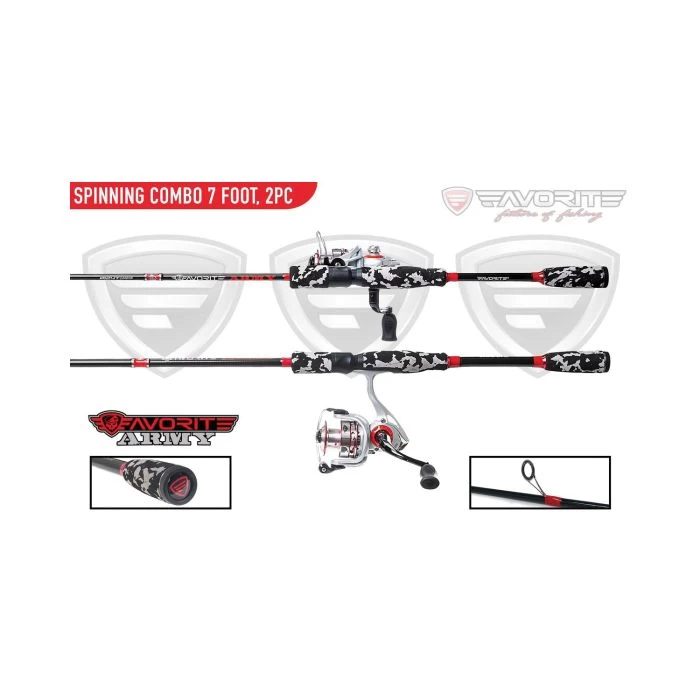 Favorite Army Series ARM702MH20 Spinning Combo, 2000 Reel, 7 Ft L Rod, 5.2:1 Gear Ratio, Retrieve: Left, Right