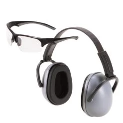 ALLEN 2229 Passive Muffs And Eye Protection Combo, 23 DB NRR, Adjustable Headband, Foam/Polycarbonate, Black/Gray