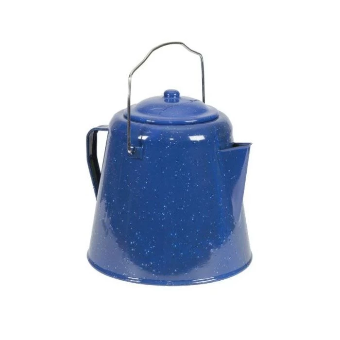 Stansport 10348 Coffee Pot, 20 Cup Capacity, Steel, Blue/White, Enamel