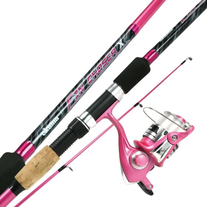 OKUMA FNX-662-30PK, Fin Chaser X Series Spinning Combo, 2-pc 6 Ft. 6 In. L Rod, FNX-30 Reel Model, Fore Grip Handle, Aluminum/Fiberglass, Pink